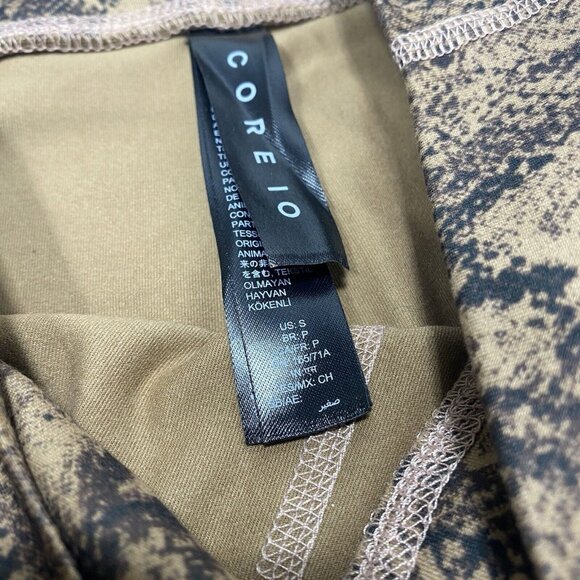 Snakeskin Gym Shorts Black and Brown Snake Print Workout Yoga Bottoms, Small New - Picture 3 of 9